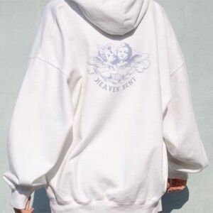 Brandy Melville Carla "Heaven Sent" Zip Up Hoodie size XL